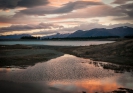 Sunset over Ben Ohau Range across Lake Pukaki