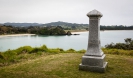 Memorial to ship Capitaine Bouganville overlooking Whananaki Beach
