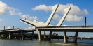 Whangarei bascule bridge over Hatea river - opening to allow yacht to pass.