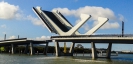Whangarei bascule bridge over Hatea river - opening to allow yacht to pass.